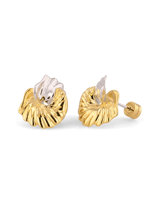 Image of Earrings. Product name - Seashell Two-tone Earrings in colour by brand - LAVANA
