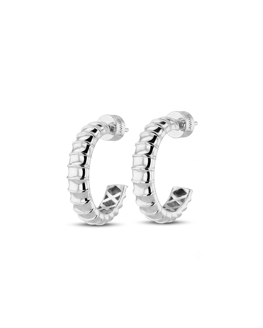 Image of Earrings. Product name - Serpent Silver Hoop Earrings in colour by brand - LAVANA
