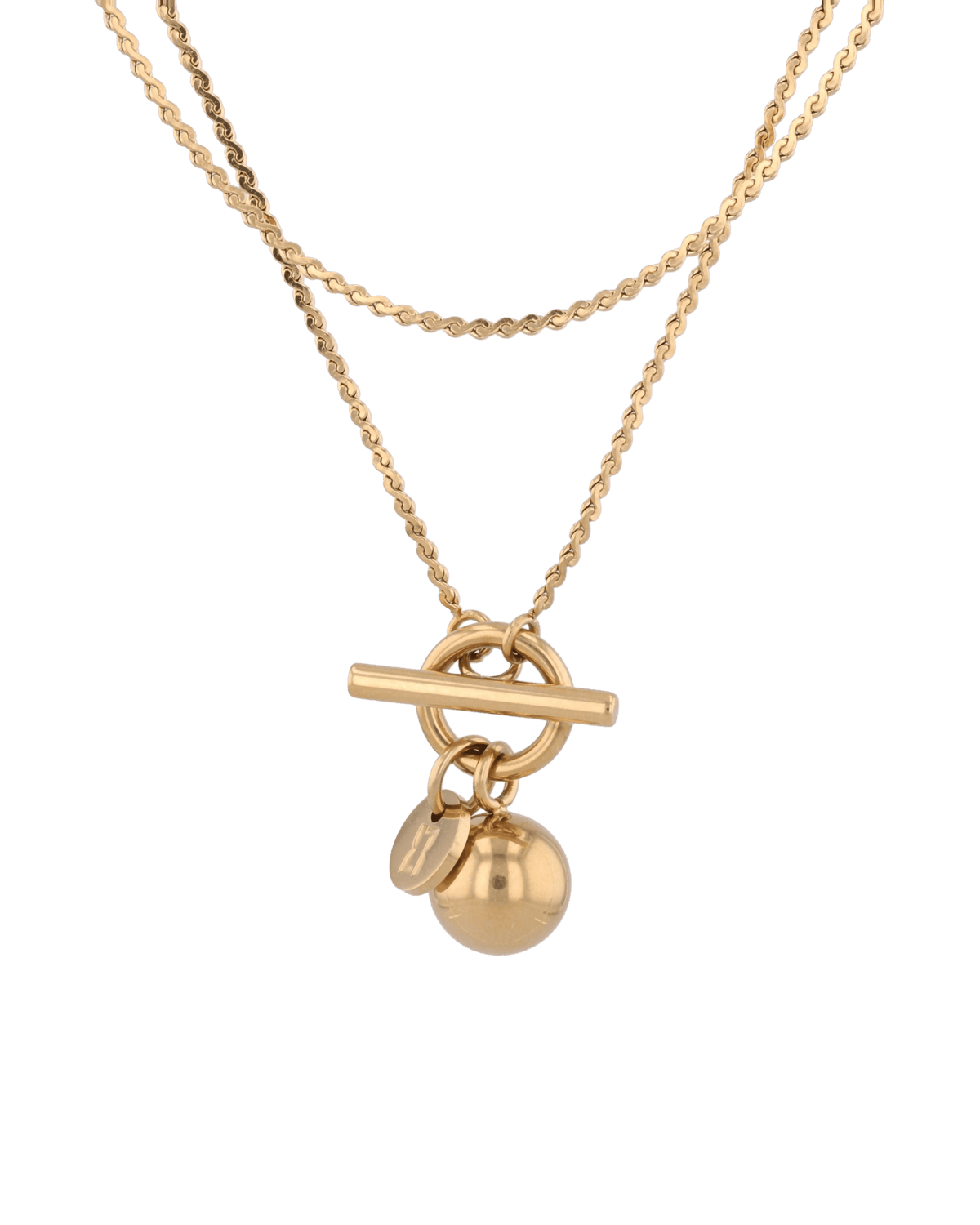 Image of Necklaces. Product name - Serpentine Gold Lariat Chain Necklace in colour by brand - LAVANA