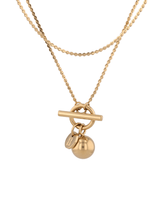 Image of Necklaces. Product name - Serpentine Gold Lariat Chain Necklace in colour by brand - LAVANA