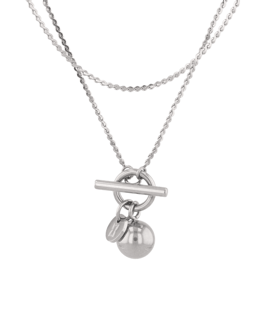 Image of Necklaces. Product name - Serpentine Silver Lariat Chain Necklace in colour by brand - LAVANA