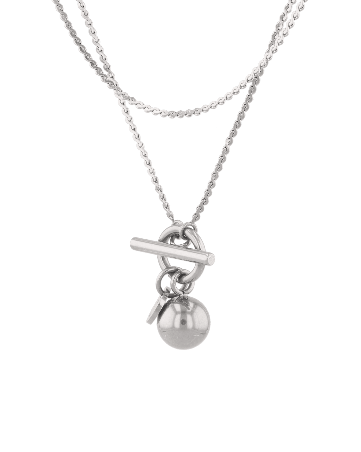 LAVANA Serpentine Silver Lariat Chain Necklace