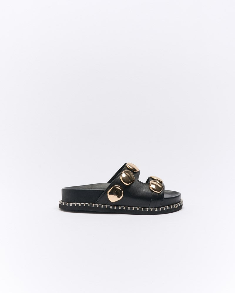 Image of Slippers. Productname: Walnut Melbourne Shae Leather Slide in Black colour by brand - Walnut Melbourne