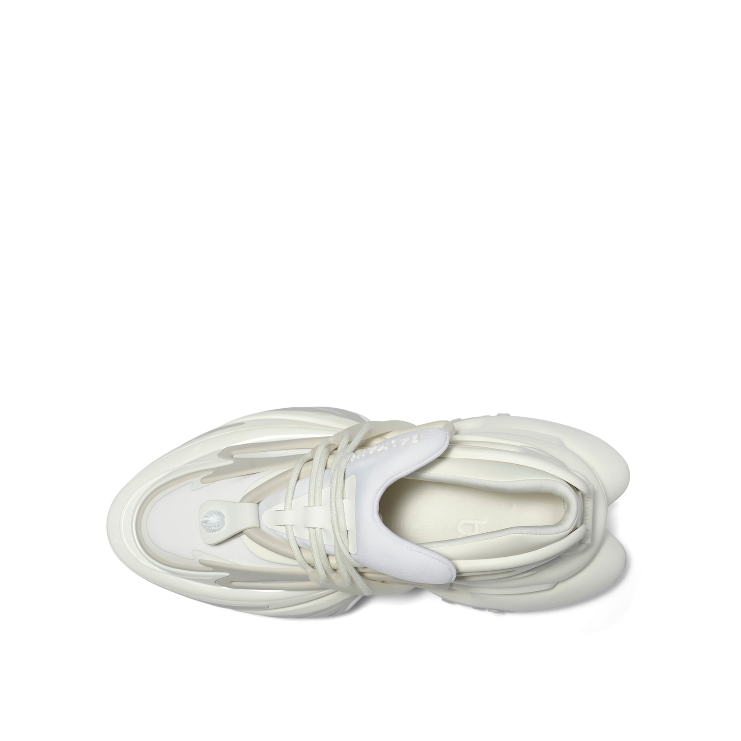 BALMAIN Neoprene & Calfskin Unicorn Sneaker (White)