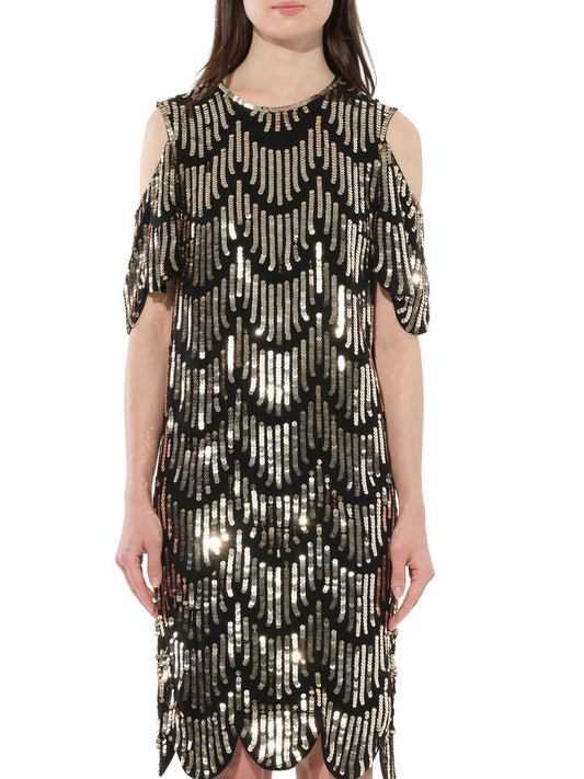Image of a model wearing Dress. Productname: GIVENCHY Short Dress in Gold colour by brand - GIVENCHY