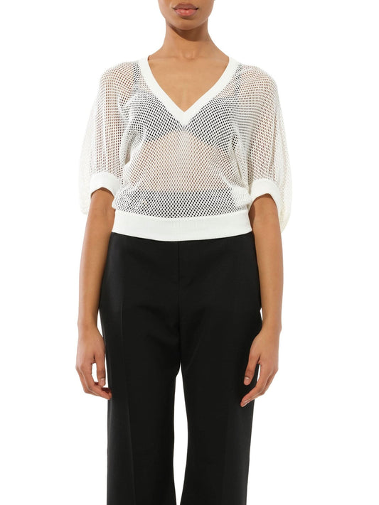 Image of a model wearing Shorts. Productname: GIVENCHY Short Sleeve Sweatshirter in White colour by brand - GIVENCHY