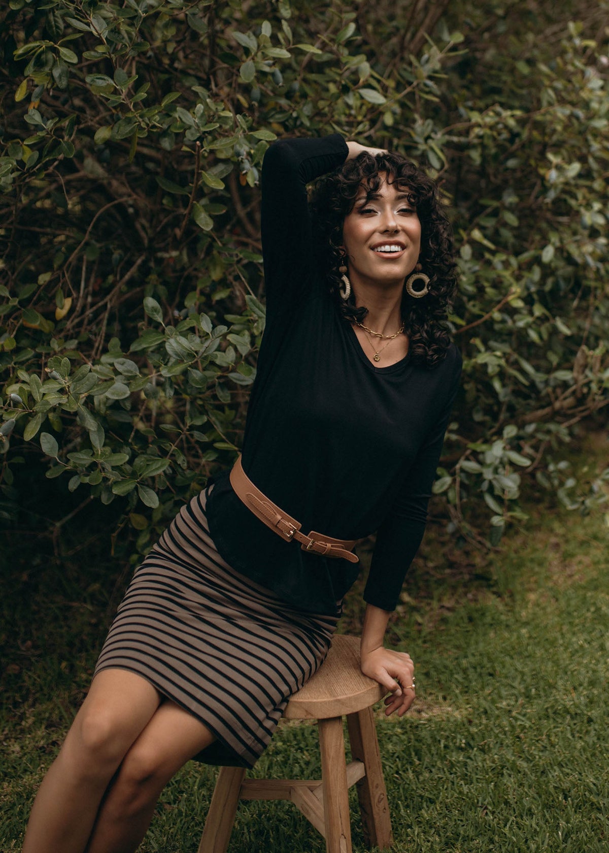 Lou Lou Sia V Neck Bamboo Longsleeve Top (Black)