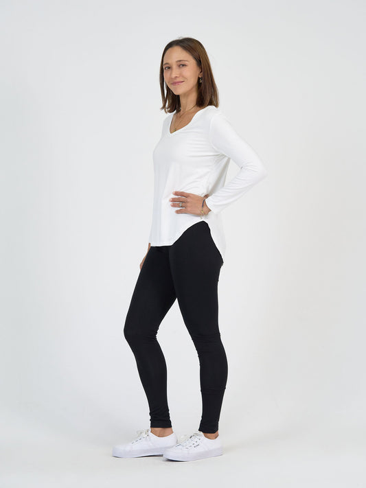 Lou Lou Sia V Neck Bamboo Longsleeve Top (Cream)