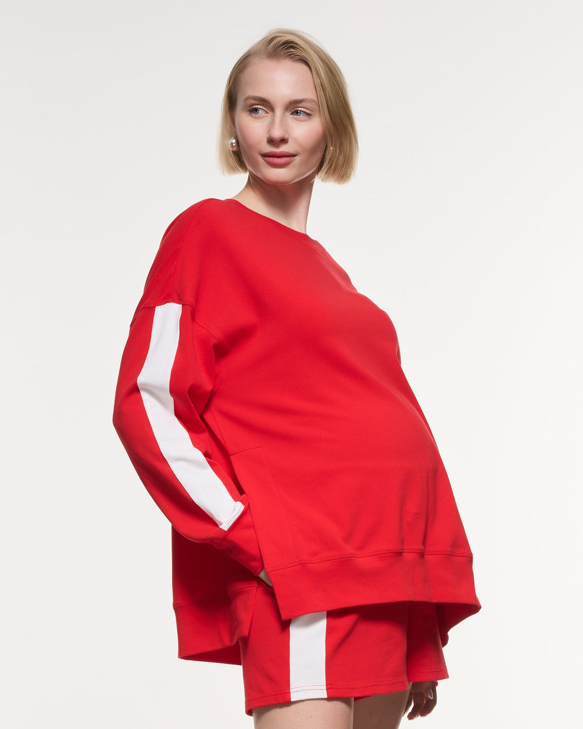 Soon Maternity Side Split Stripe Cotton Top