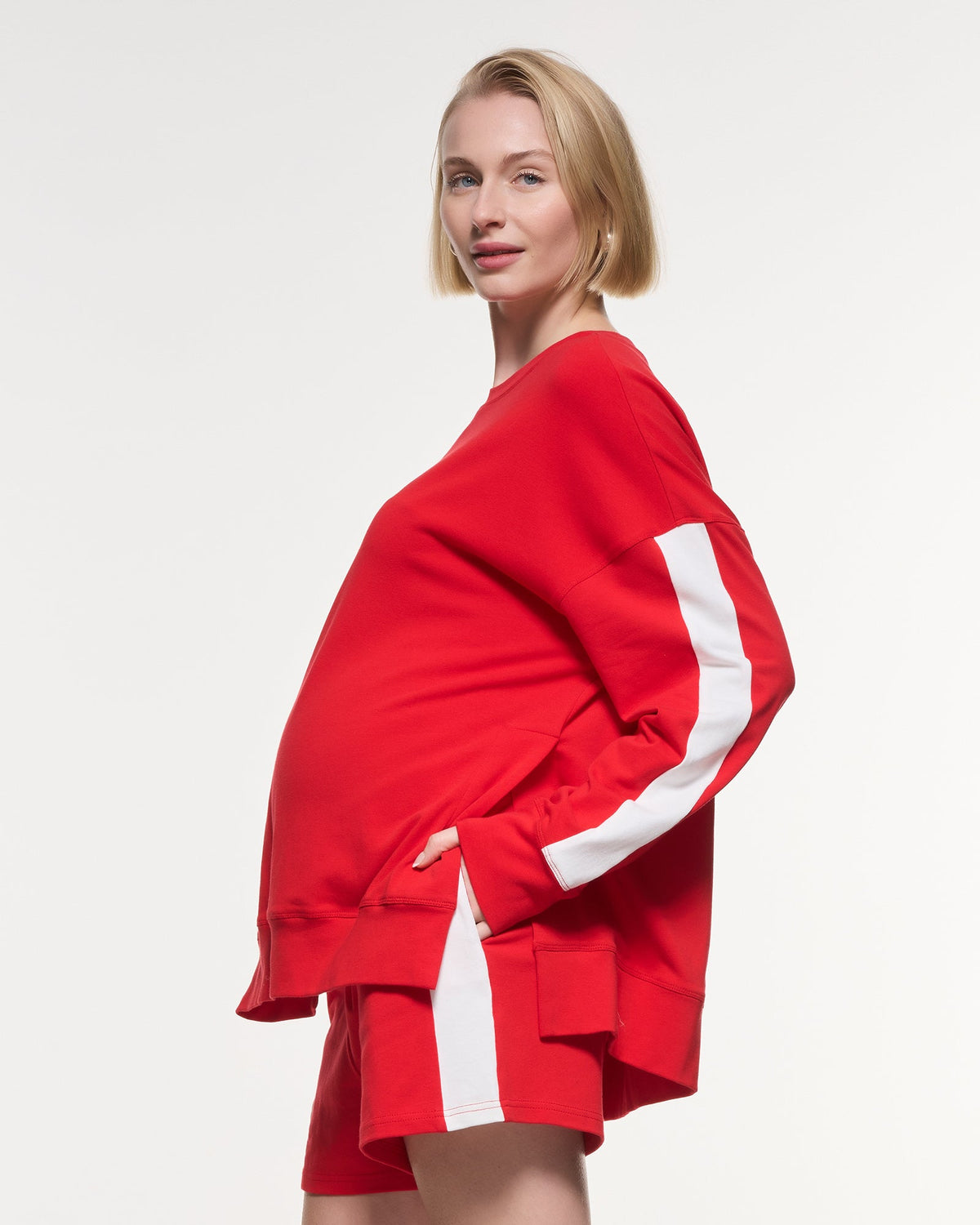 Soon Maternity Side Split Stripe Cotton Top