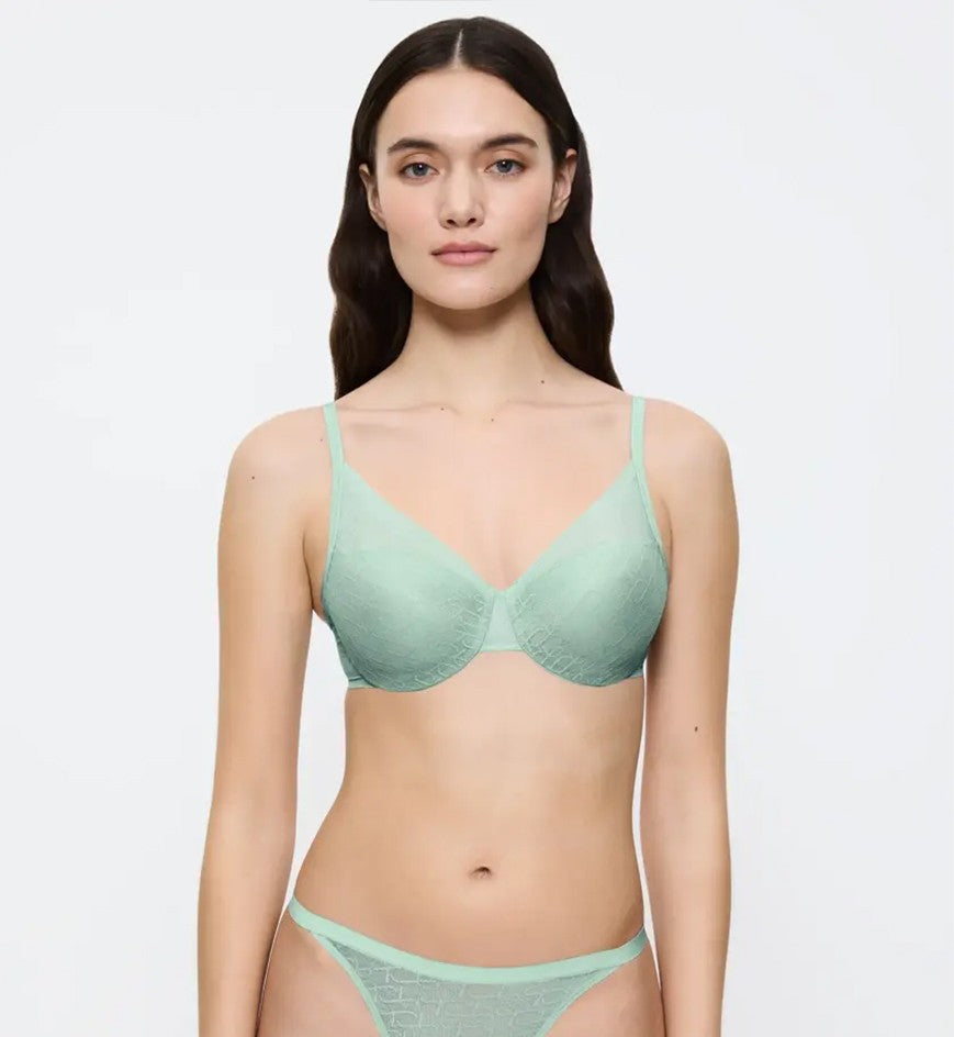 Image of Bras. Productname: Triumph Signature Sheer Wired Padded Bra in Misty Turquoise colour by brand - Triumph