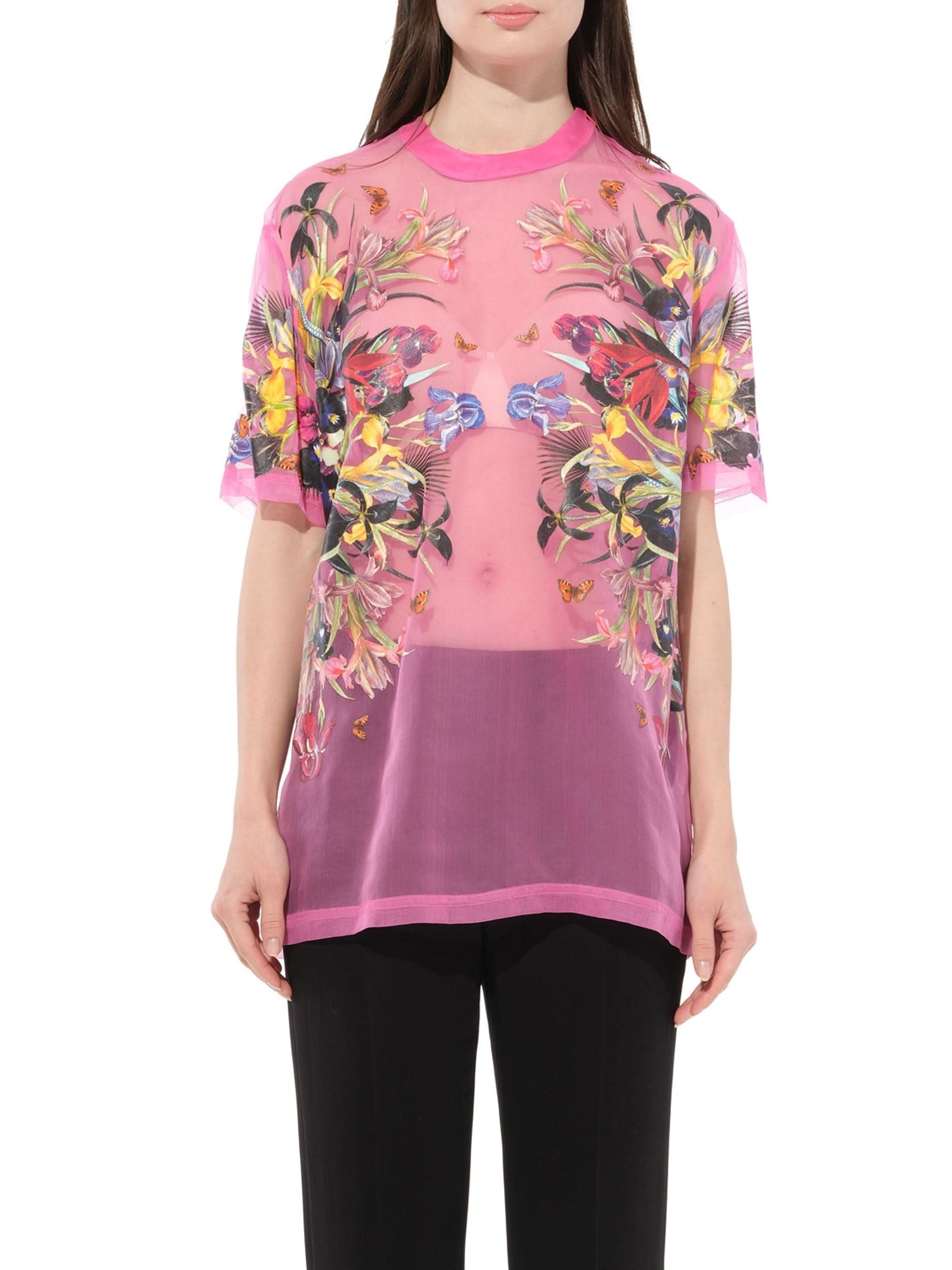 Image of a model wearing Tops. Product name - Silk Top in Pink colour by brand - GIVENCHY