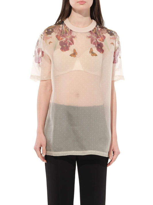Image of a model wearing Tops. Productname: GIVENCHY Silk Top in Pink colour by brand - GIVENCHY