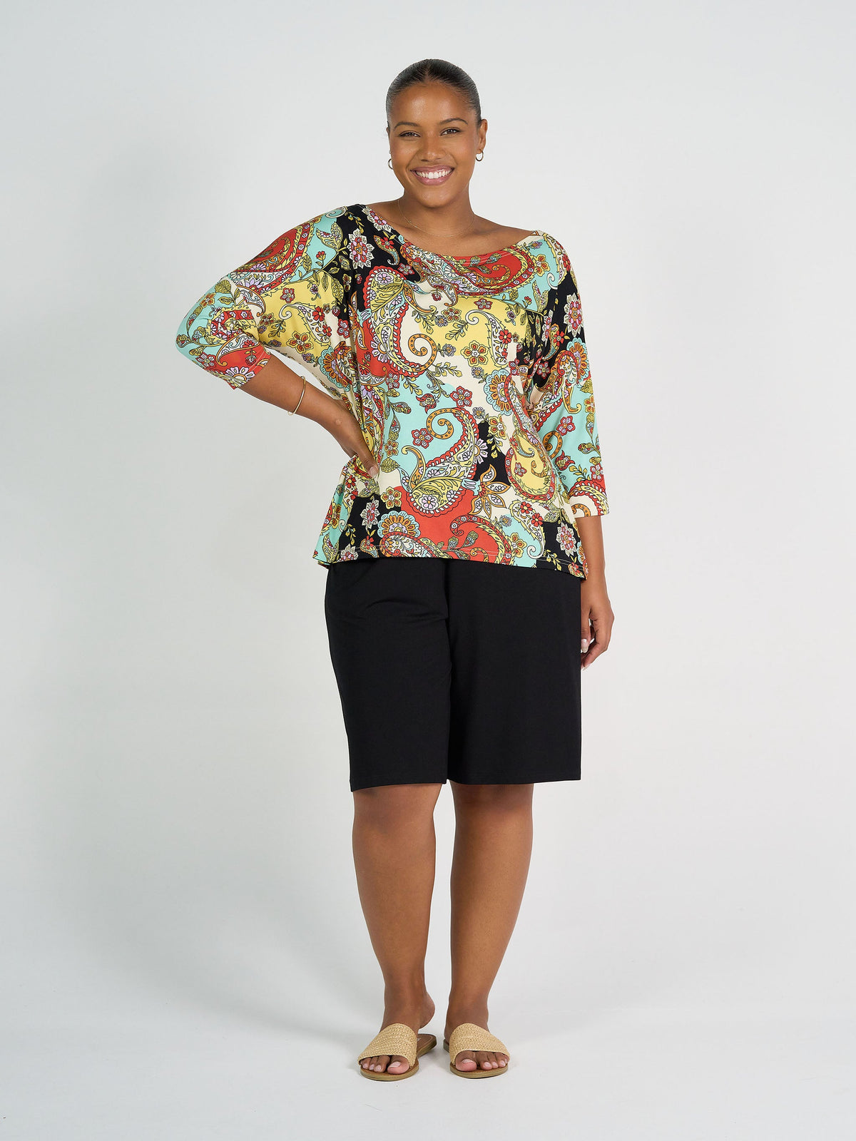 Lou Lou Simone Wide Leg Bamboo Shorts (Black)
