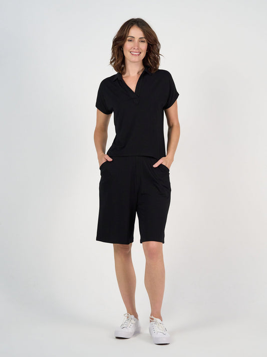 Lou Lou Simone Wide Leg Bamboo Shorts (Black)