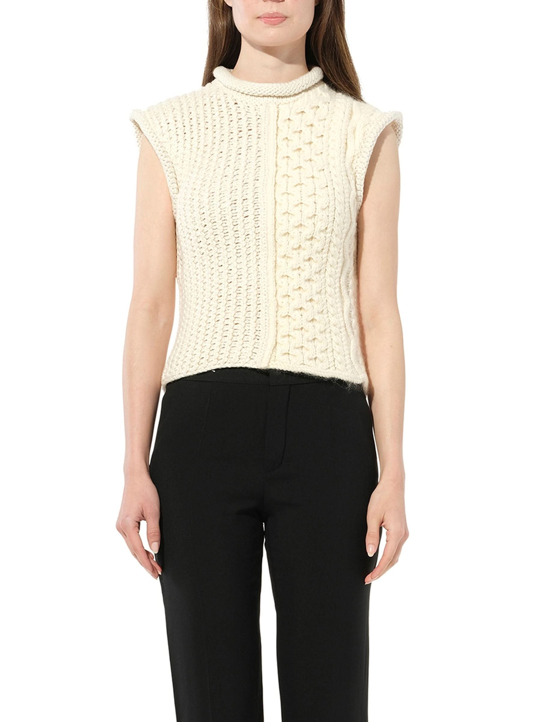 Image of a model wearing Tops. Productname: CHLOE Sleeveless Top in WHITE colour by brand - CHLOE