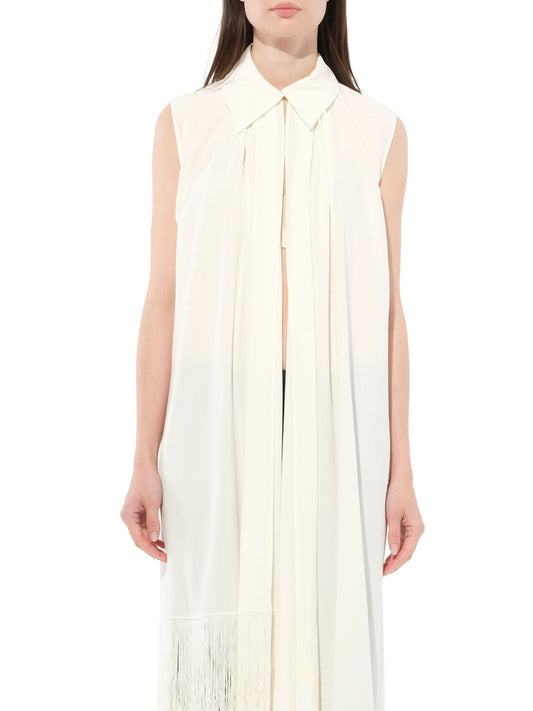 Image of a model wearing Tops. Productname: GIVENCHY Sleeveless Shirt in White colour by brand - GIVENCHY