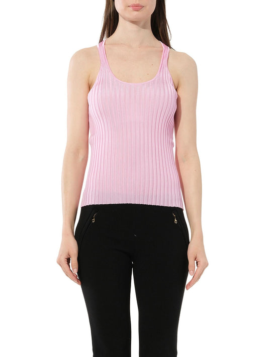 Image of a model wearing Tops. Productname: PUCCI Sleeveless Top in Pink colour by brand - PUCCI