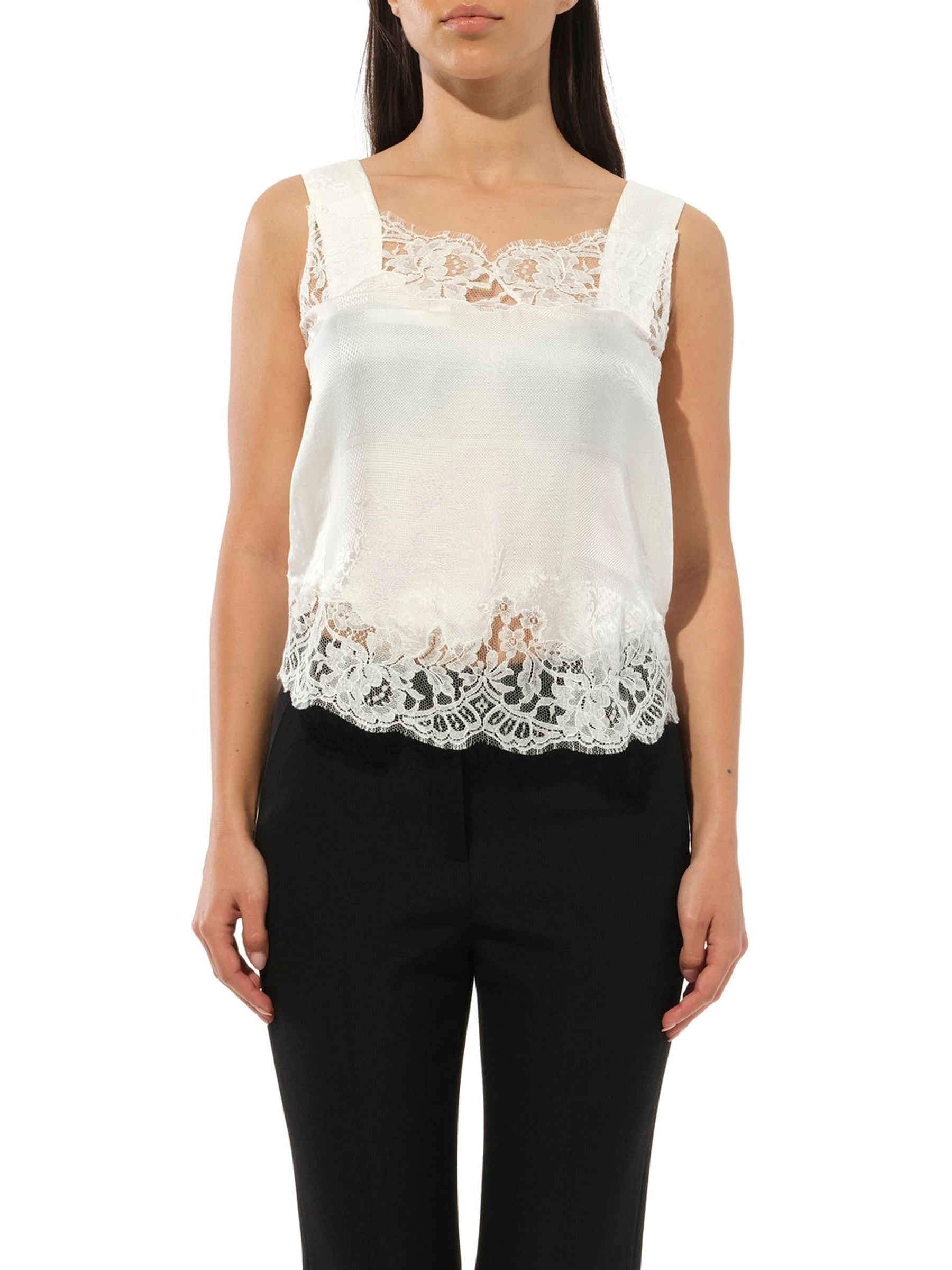 Image of a model wearing Tops. Productname: GIVENCHY Sleeveless Tops in White colour by brand - GIVENCHY