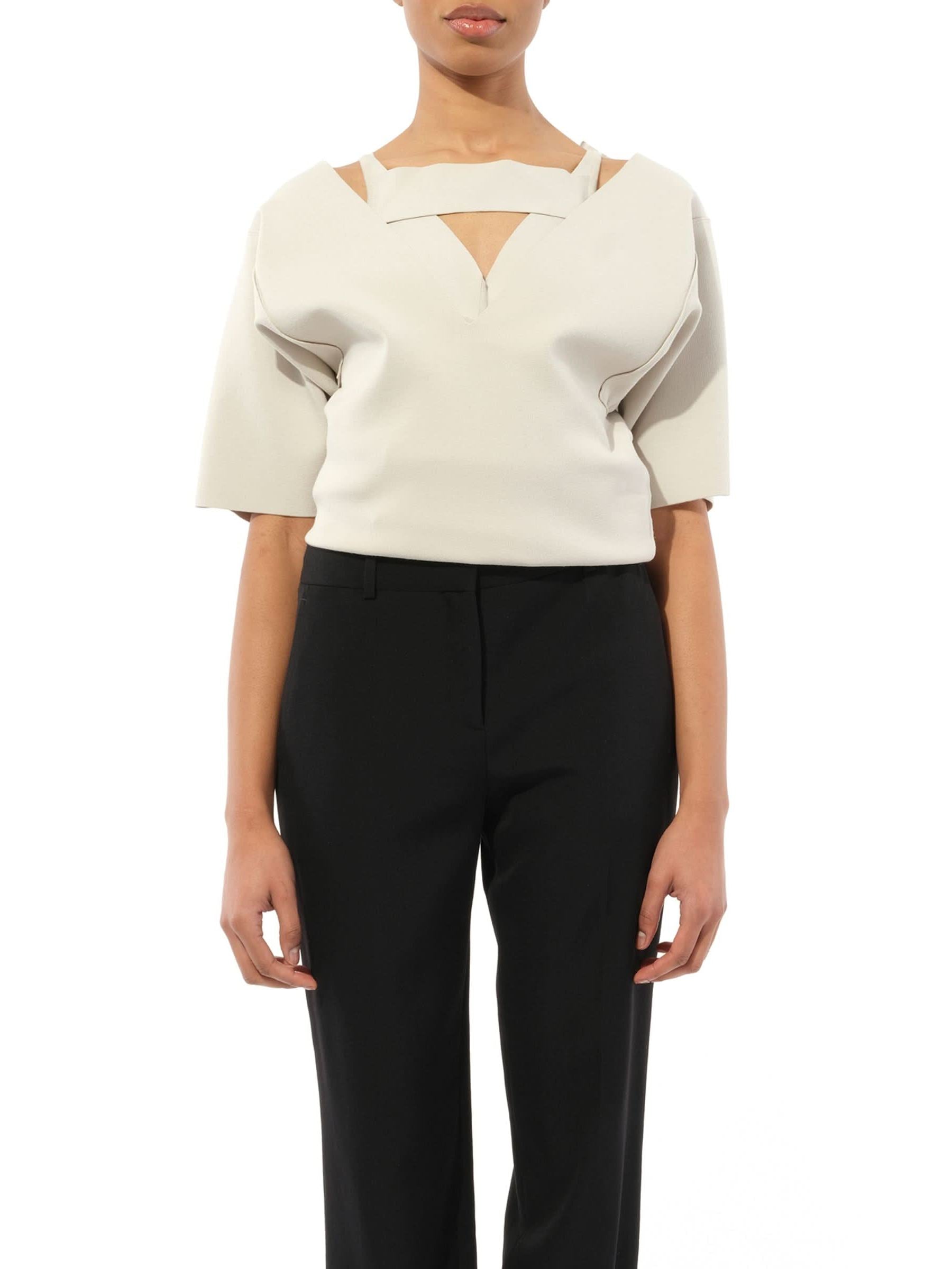 Image of a model wearing Tops. Product name - Sling Double Top in White colour by brand - RICK OWENS