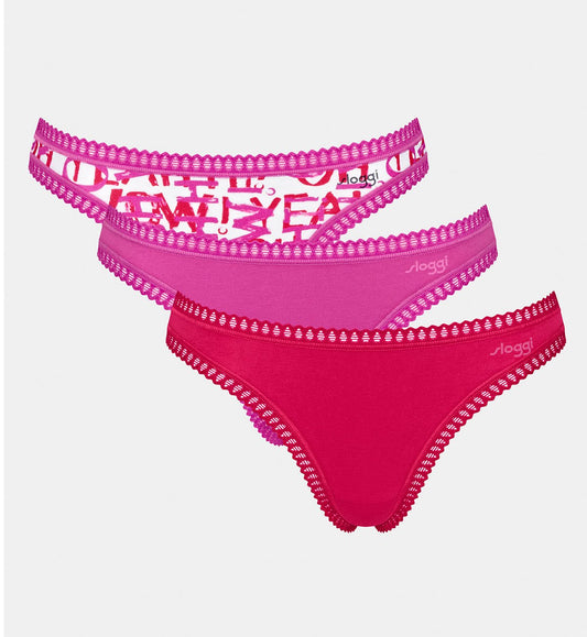 Image of Briefs. Productname: Triumph Sloggi Go Crush String 3 Pack in Pink Combination colour by brand - Triumph
