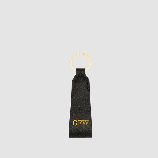 Image of Keychains. Product name - Essentials Small Loop Keyring Black in Black colour by brand - GROUP48