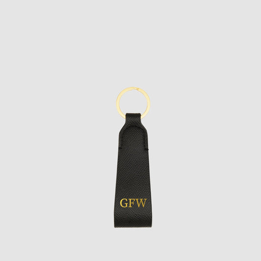 Image of Keychains. Product name - Essentials Small Loop Keyring Black in Black colour by brand - GROUP48
