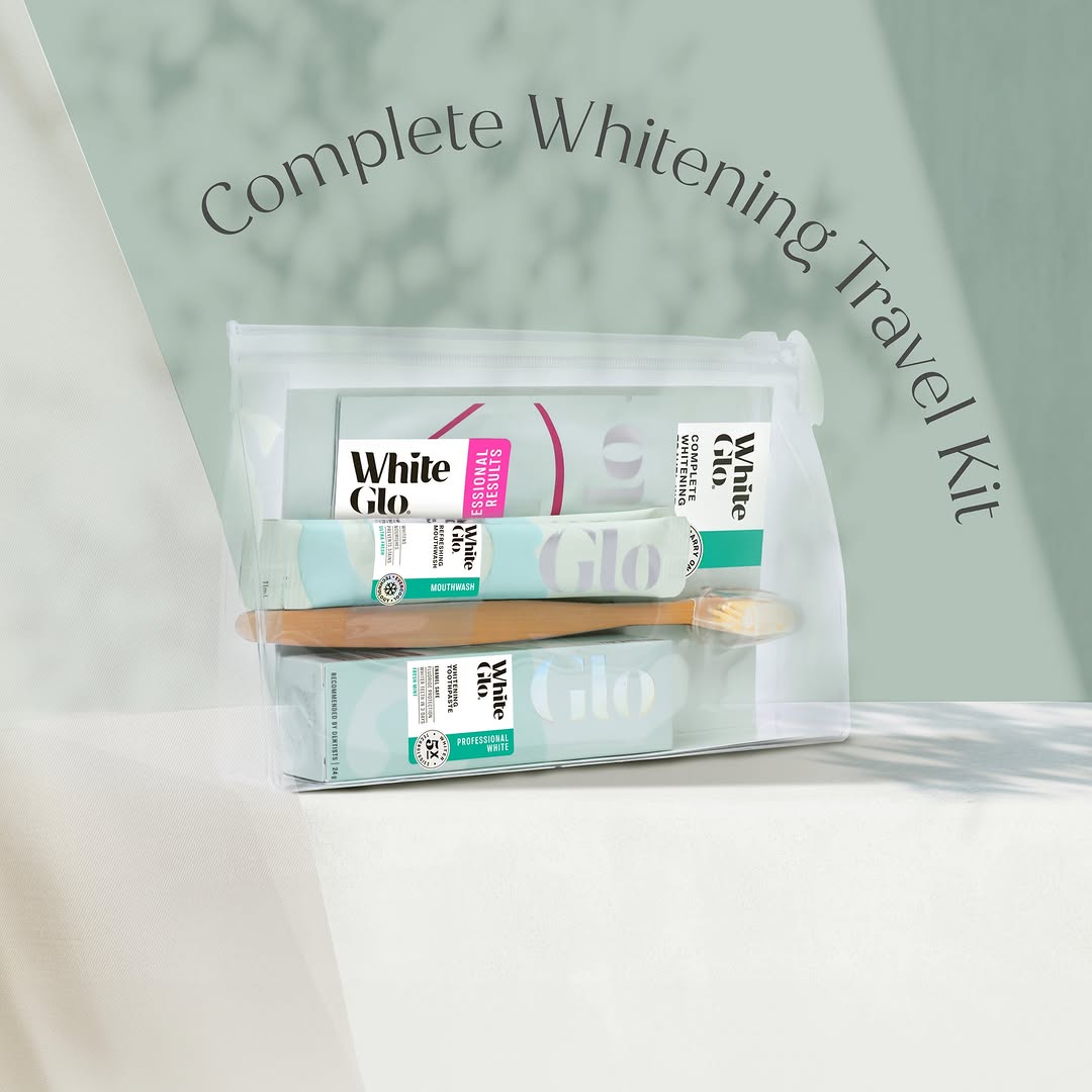 Image of Teeth Whiteners. Product name - Glo Complete Whitening Travel Kit in colour by brand - White Glo