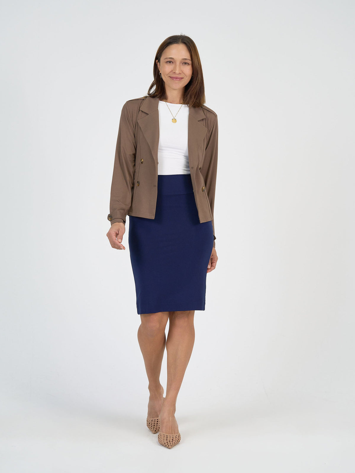 Lou Lou Sofie Cropped Bamboo Trench Coat (Chocolate)