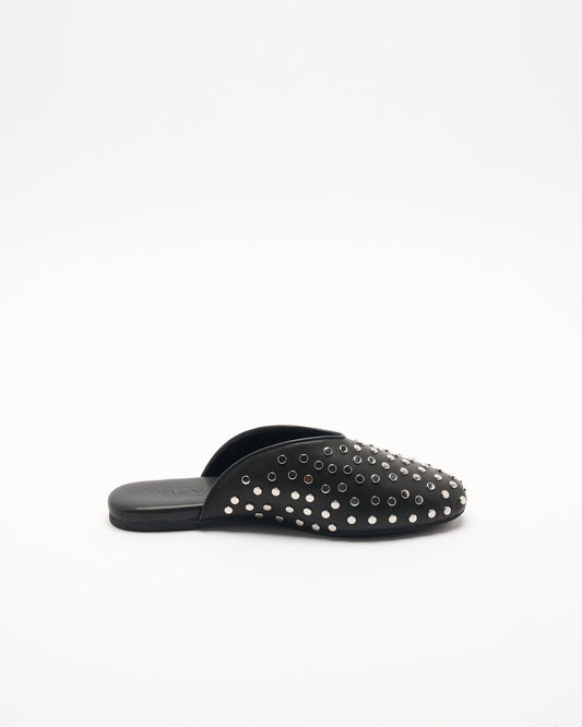 Image of Sandals. Product name - Soho Mule in Black colour by brand - Walnut Melbourne