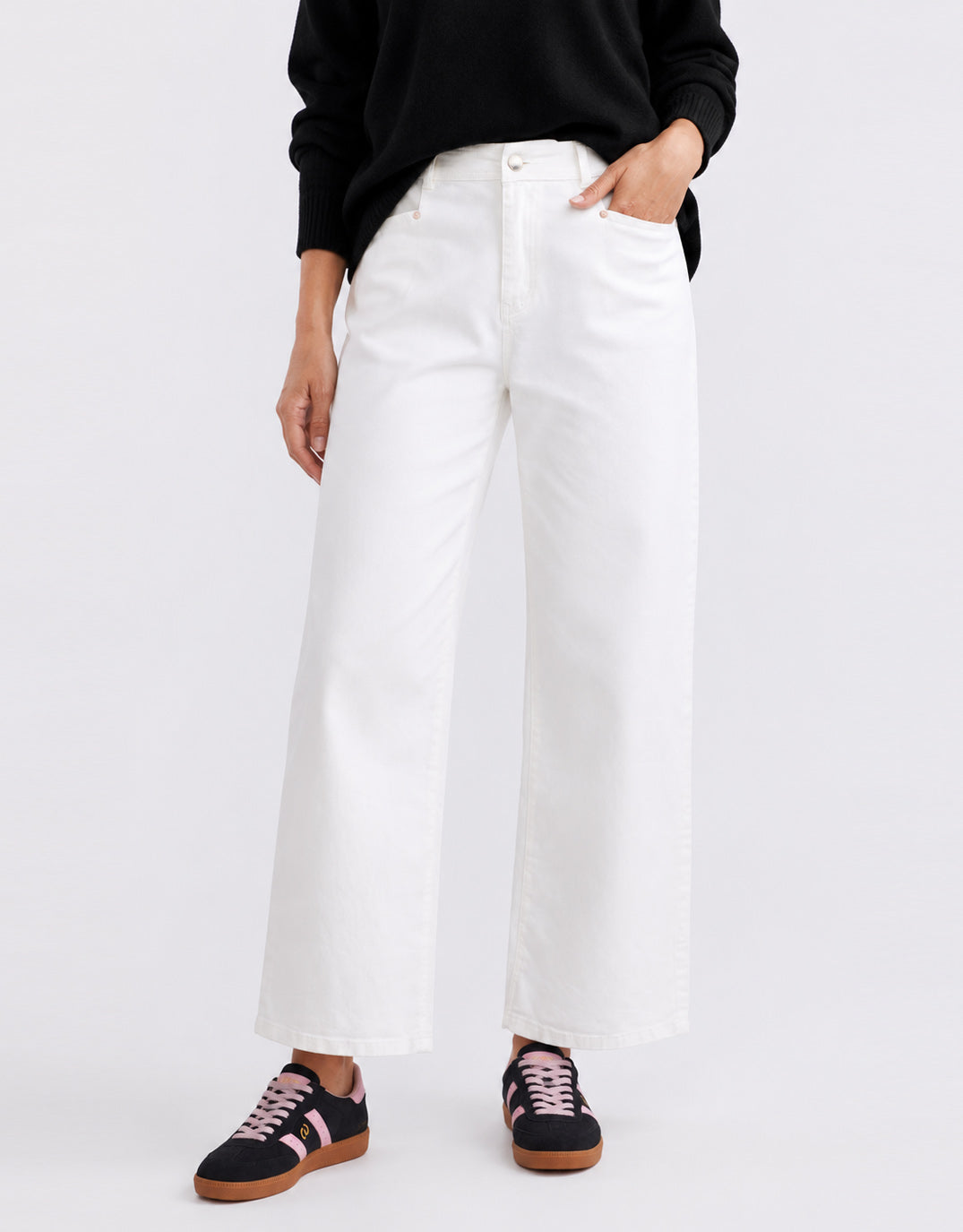 Image of Jeans. Product name - Sophia Cropped Stretch Jean White in White colour by brand - Country Denim