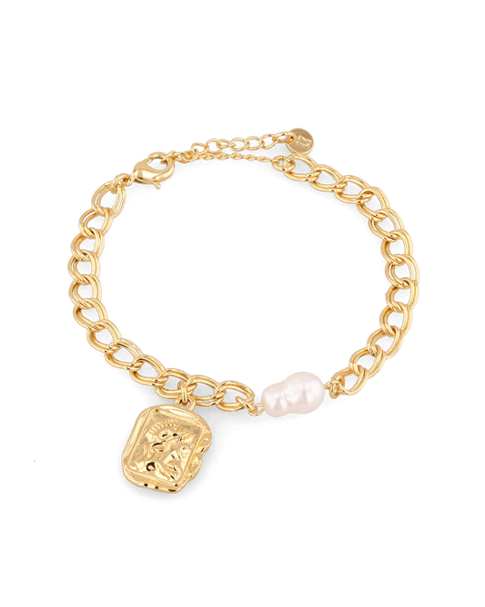 Image of Bracelets. Product name - Sorrento Gold Pearl Bracelet in colour by brand - LAVANA