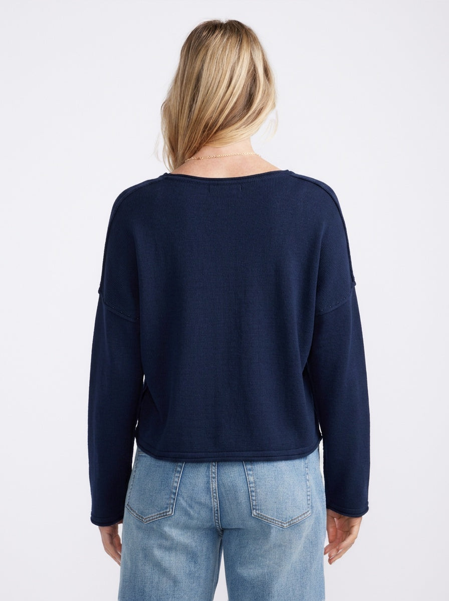White & Co. Sorrento Raw Edge Knit (French Navy)