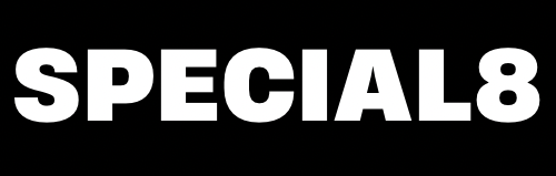 White text 'SPECIAL8' on a black background