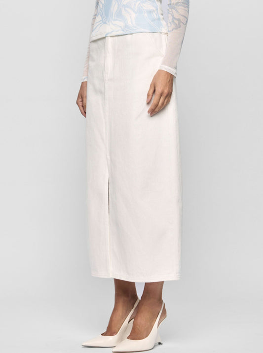 STAPLE THE LABEL EMMIE DENIM MIDI SKIRT (White)