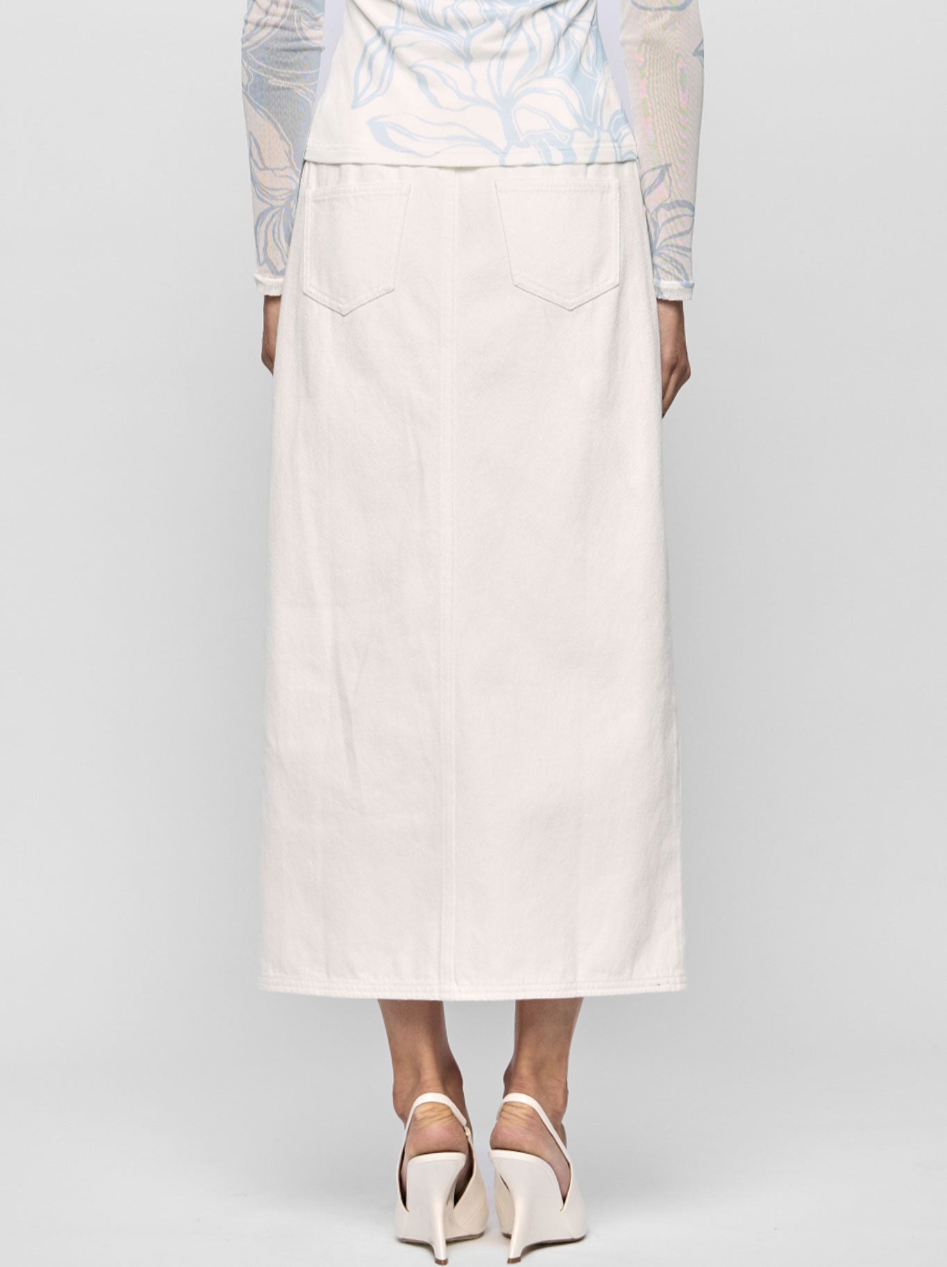 STAPLE THE LABEL EMMIE DENIM MIDI SKIRT (White)