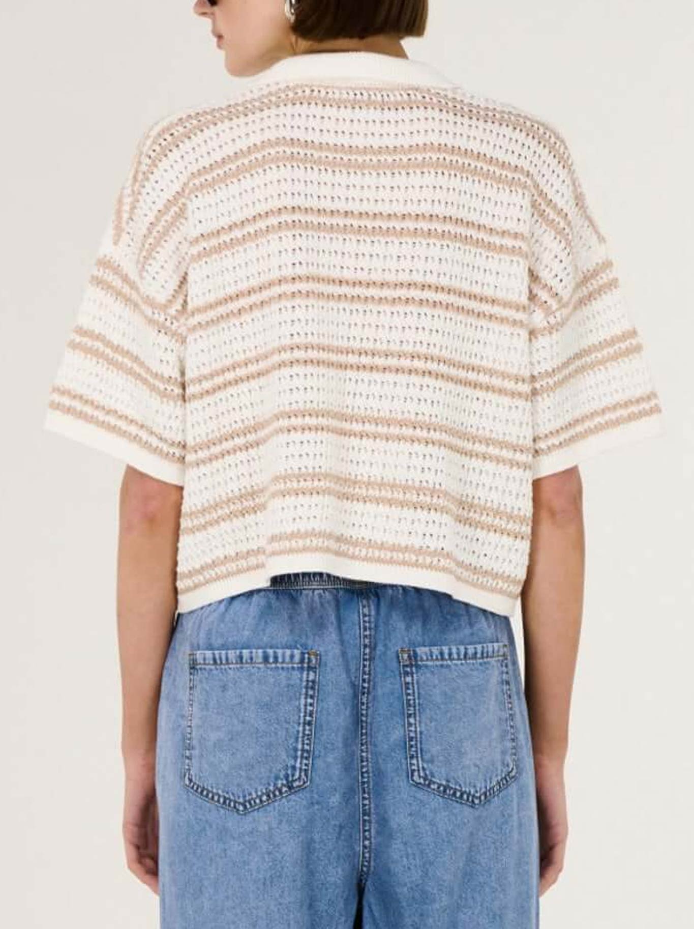 STAPLE THE LABEL EAMON KNIT POLO TEE (Beige White)