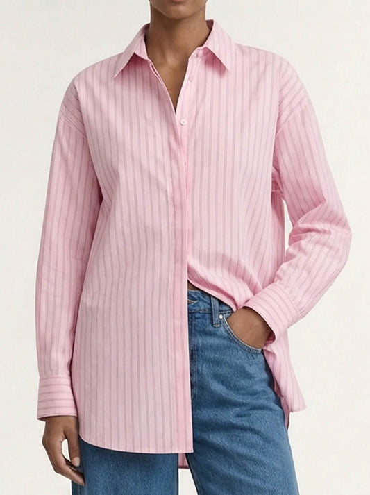 Image of Shirts. Product name - Staple The Label Kari Oversized Shirt in Pink White colour by brand - Staple