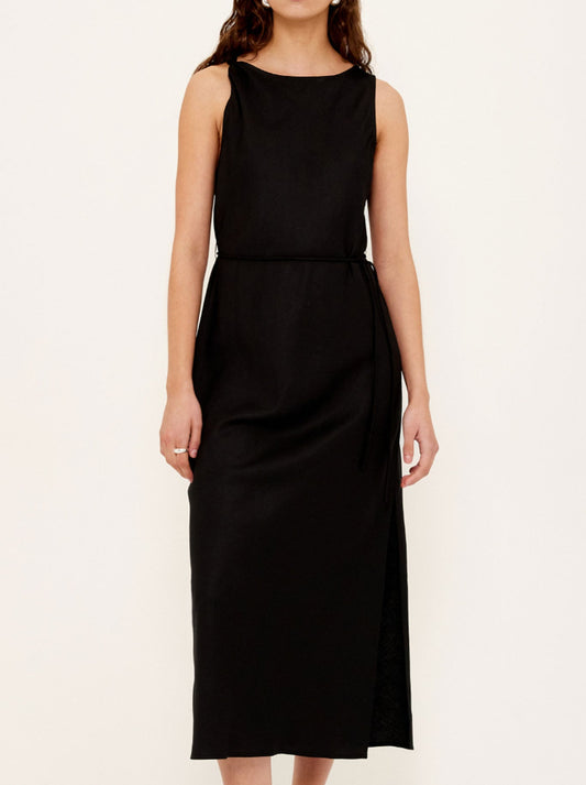 Image of Dresses. Productname: STAPLE THE LABEL SABINE MIDI DRESS in Black colour by brand - Staple