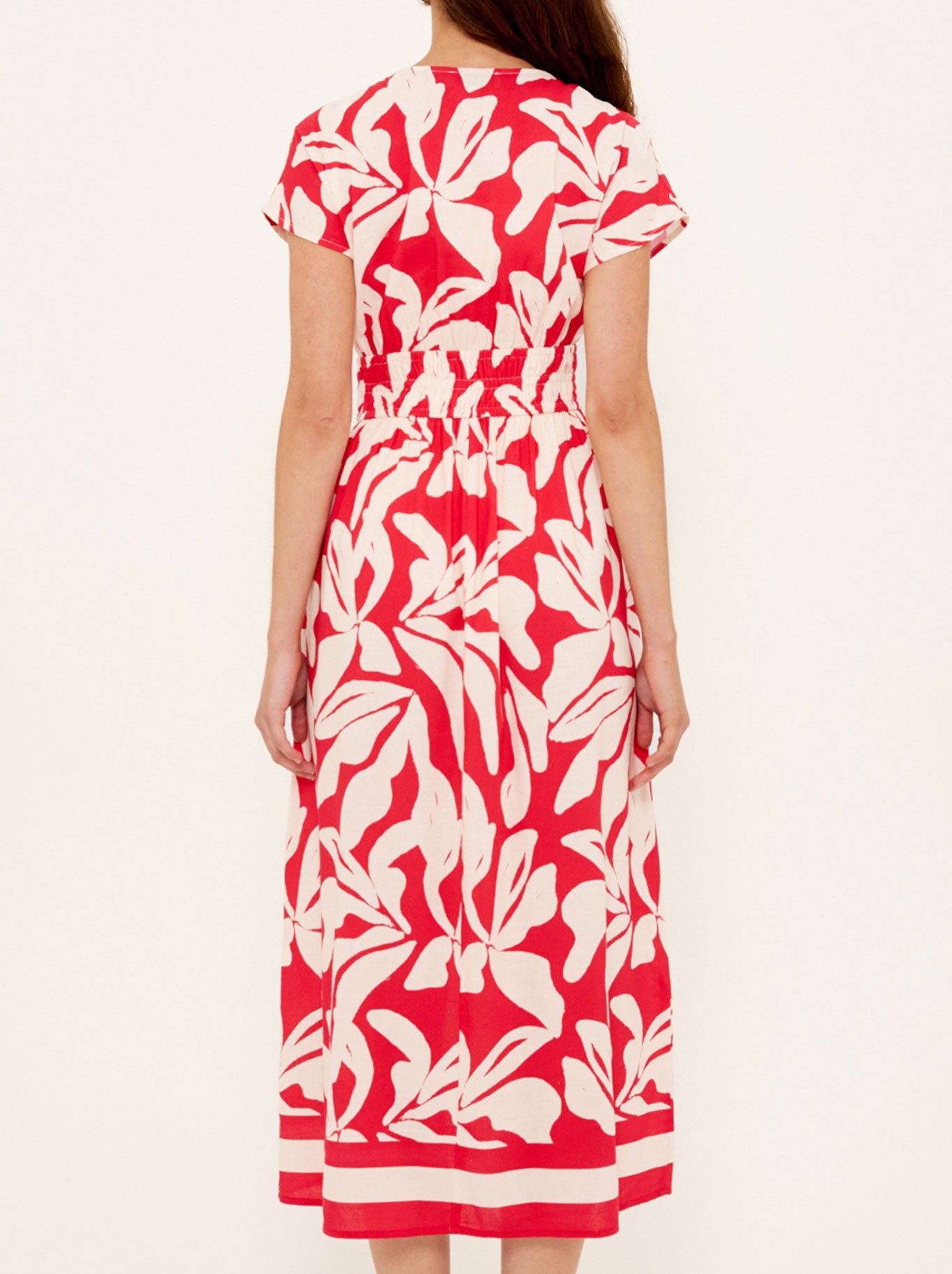Staple The Label Serata Shirred Midi Dress (Red)