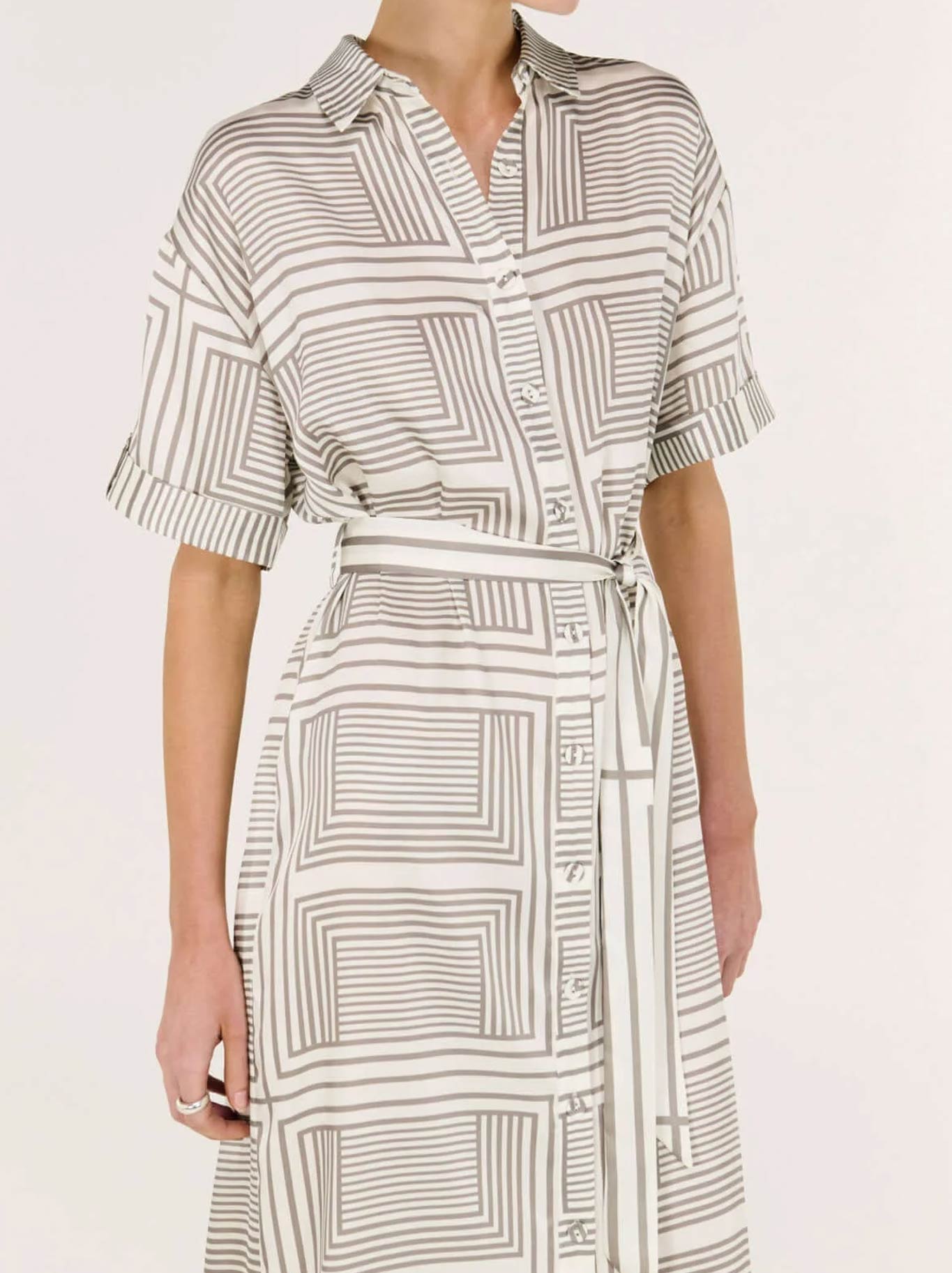 Staple The Label Siphon Midi Shirt Dress (Geometric)