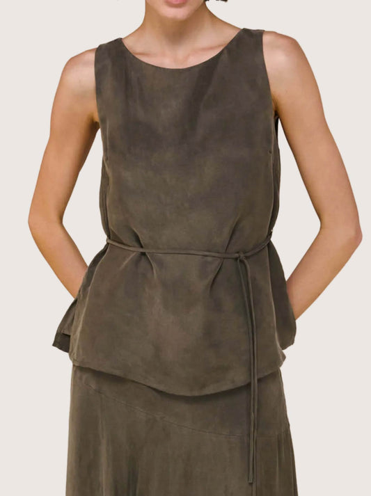 Image of Accessories. Productname: STAPLE THE LABEL STEVIE WAIST TIE TOP in Olive colour by brand - Staple