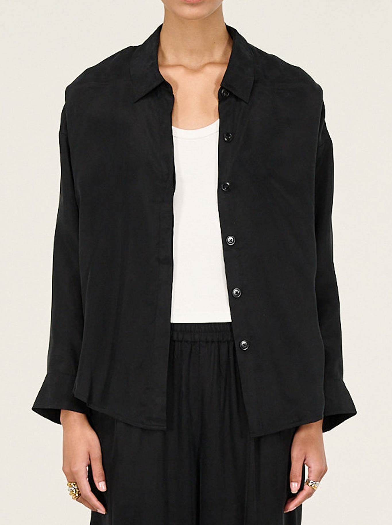 Image of Shirts. Productname: Staple The Label Silvie Cupro Shirt in Black colour by brand - Staple