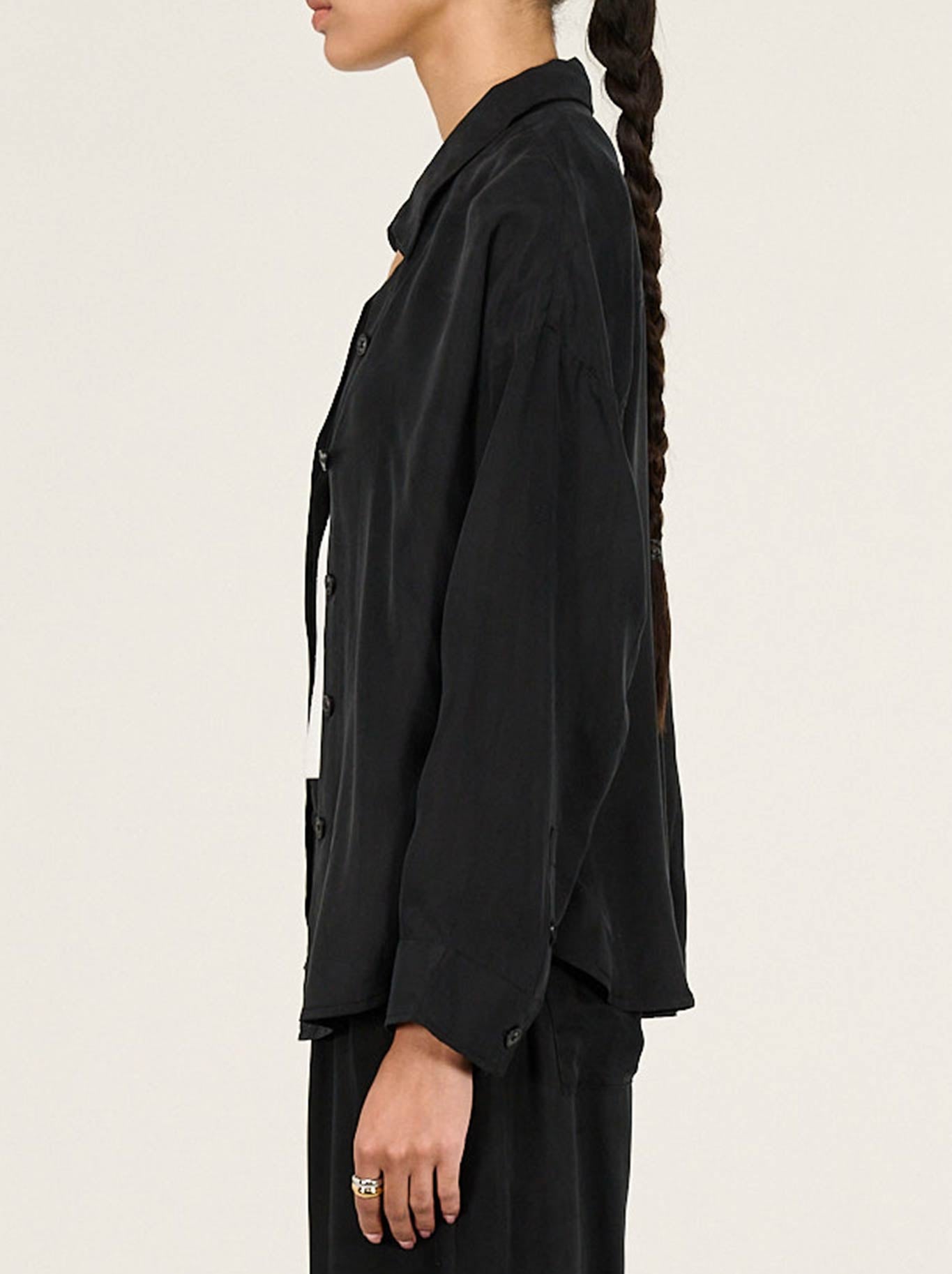 STAPLE THE LABEL SILVIE CUPRO SHIRT (Black)