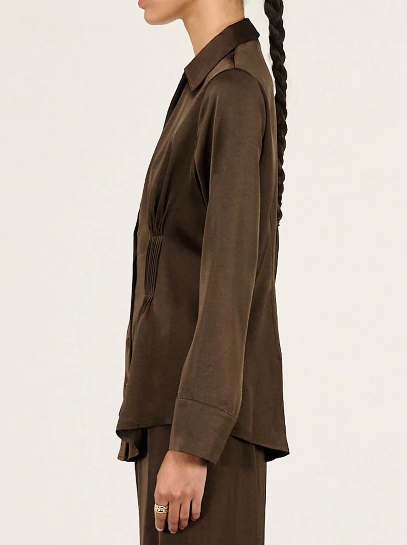 STAPLE THE LABEL SOLACE SATIN SHIRT (Chocolate)