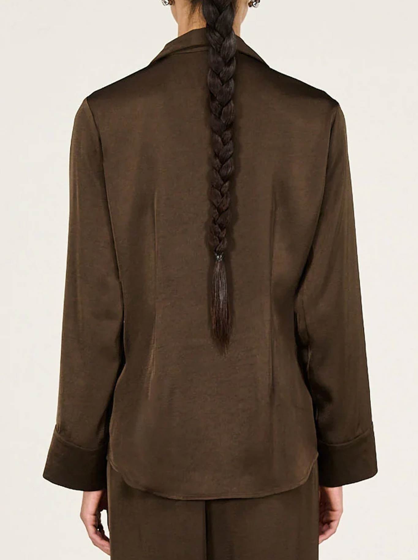 STAPLE THE LABEL SOLACE SATIN SHIRT (Chocolate)