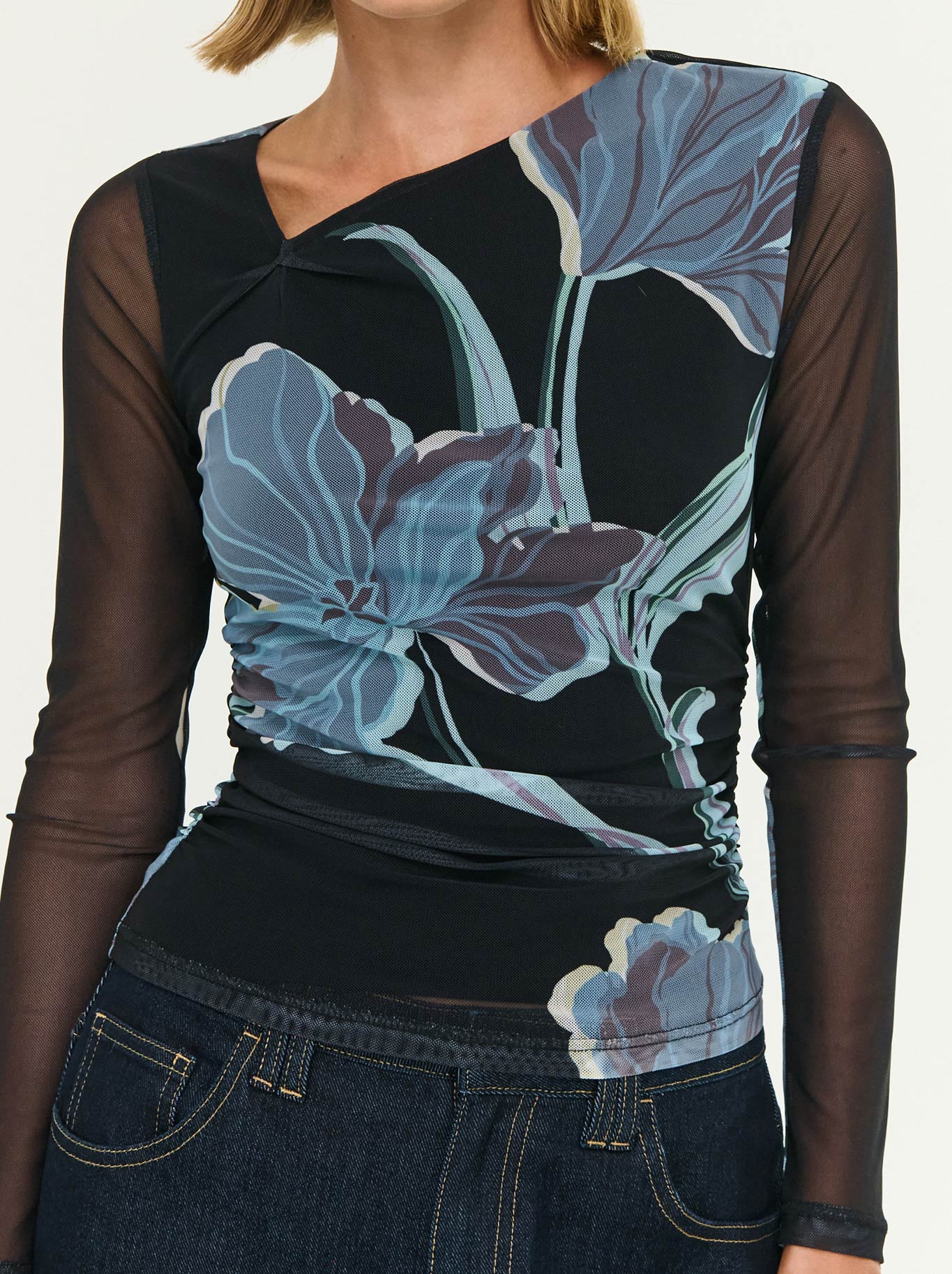 STAPLE THE LABEL STAS MESH TOP (Midnight Floral)