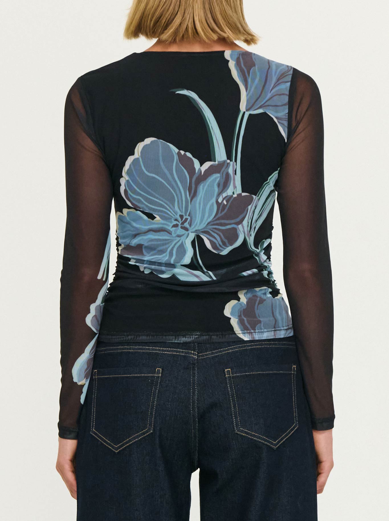 STAPLE THE LABEL STAS MESH TOP (Midnight Floral)