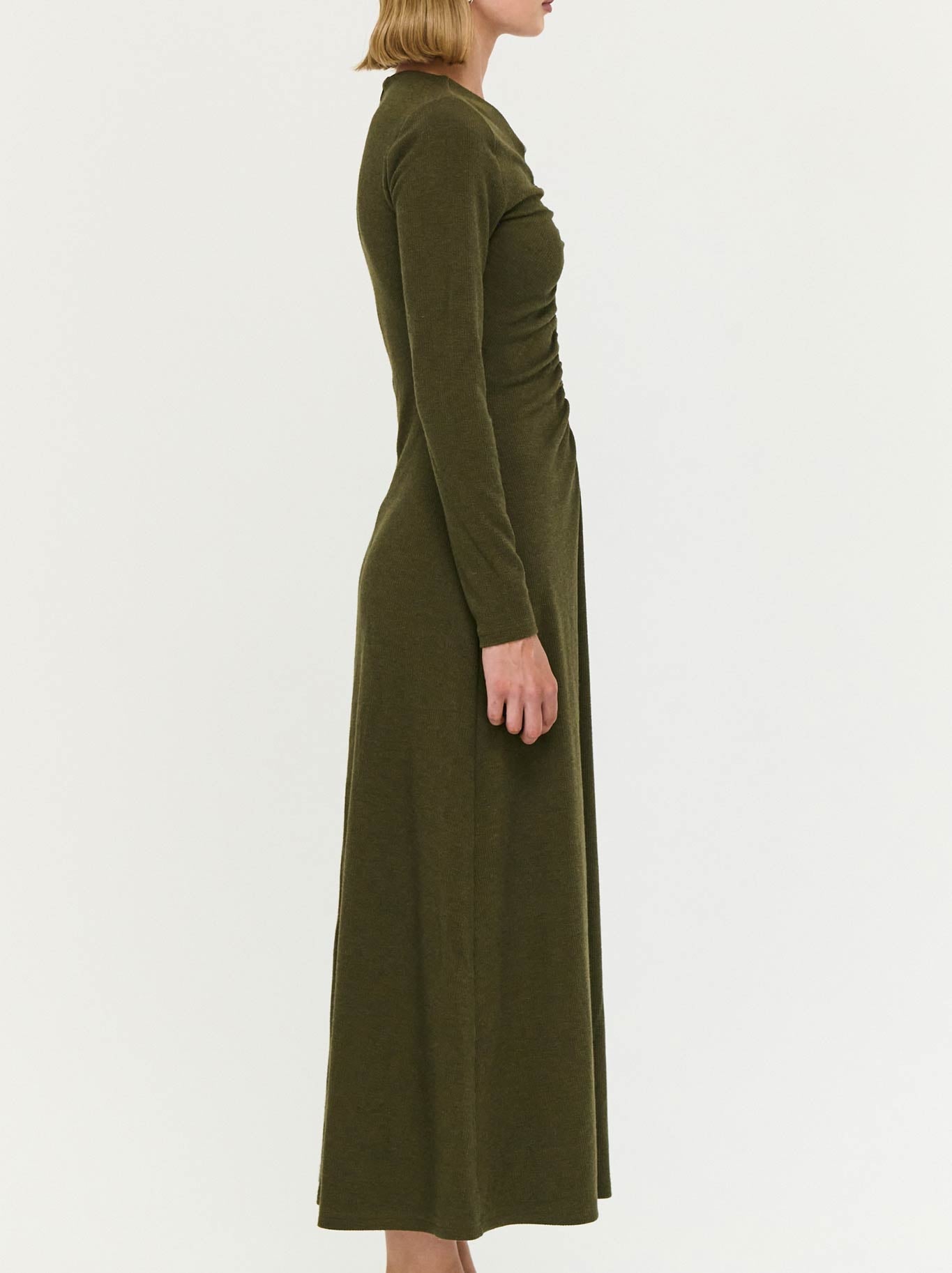 STAPLE THE LABEL FARRAH RIBBED MIDI DRSS (Olive)