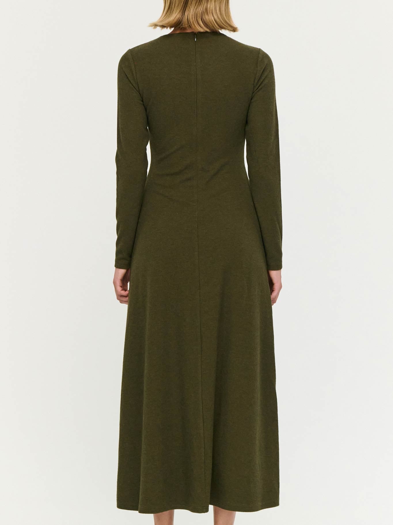 STAPLE THE LABEL FARRAH RIBBED MIDI DRSS (Olive)